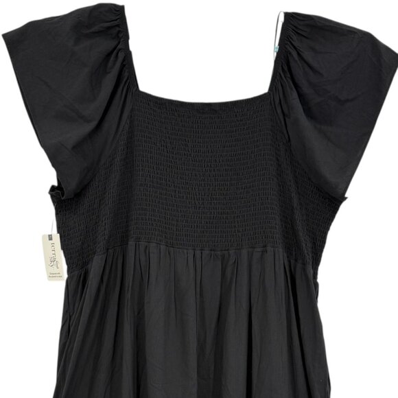 Terra & Sky Women Pullover Flutter Sleeve Black Midi Dress Plus 4X (28W-30W) NWT - Picture 3 of 11